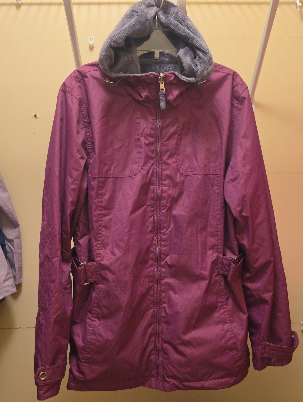 Free Country Plum Hooded Utility Coat with Gray Lining